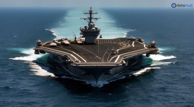 Demonstrating Us Military Power. Aircraft Carrier Arrives In The Caribbean Near Venezuela