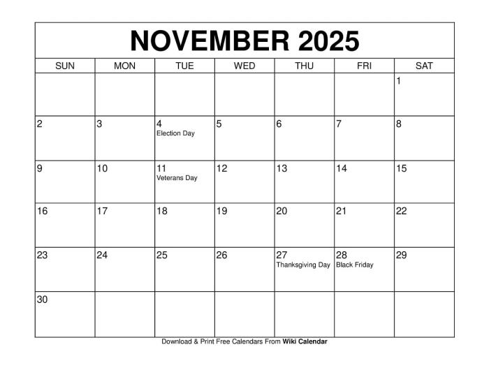 Printable November 2025 Calendar - Wiki Calendar | Apache OpenOffice ...