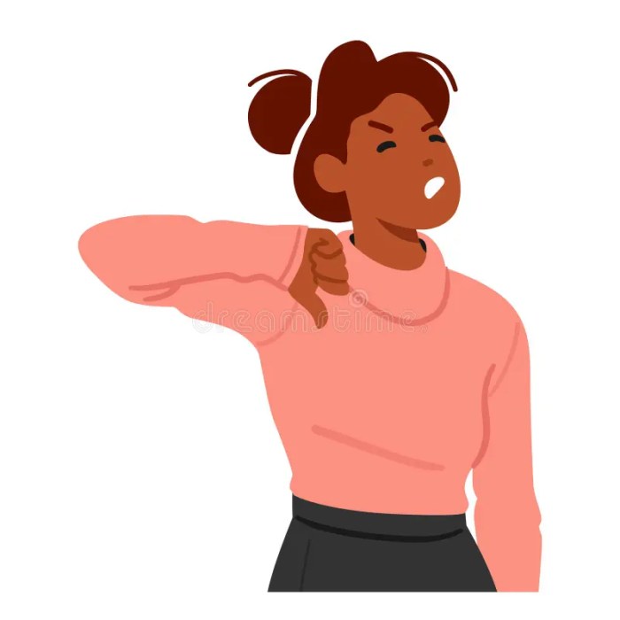 Portrait of discontent brunette woman in denim jacket standing shows ...