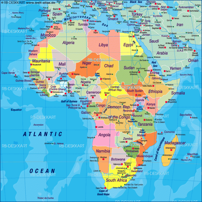 Coloured Political Map Of Africa Royalty Free Stock Images - Image ...