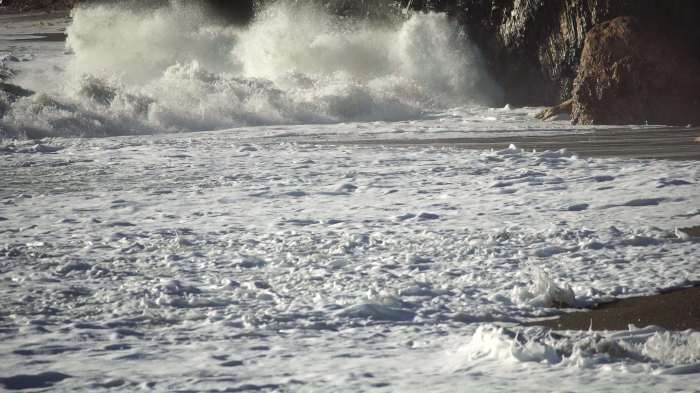 Stormy Sea, the Waves Break on Rocks Stock Image - Image of motion ...